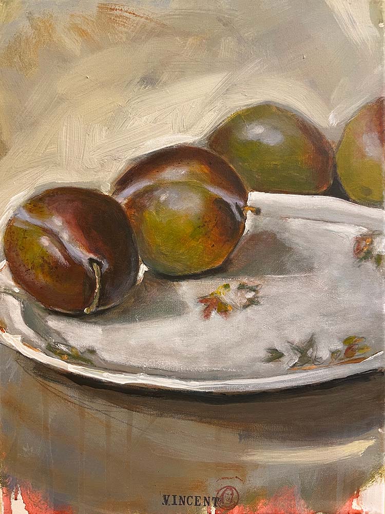 Plums on a plate, Vincent Bakkum